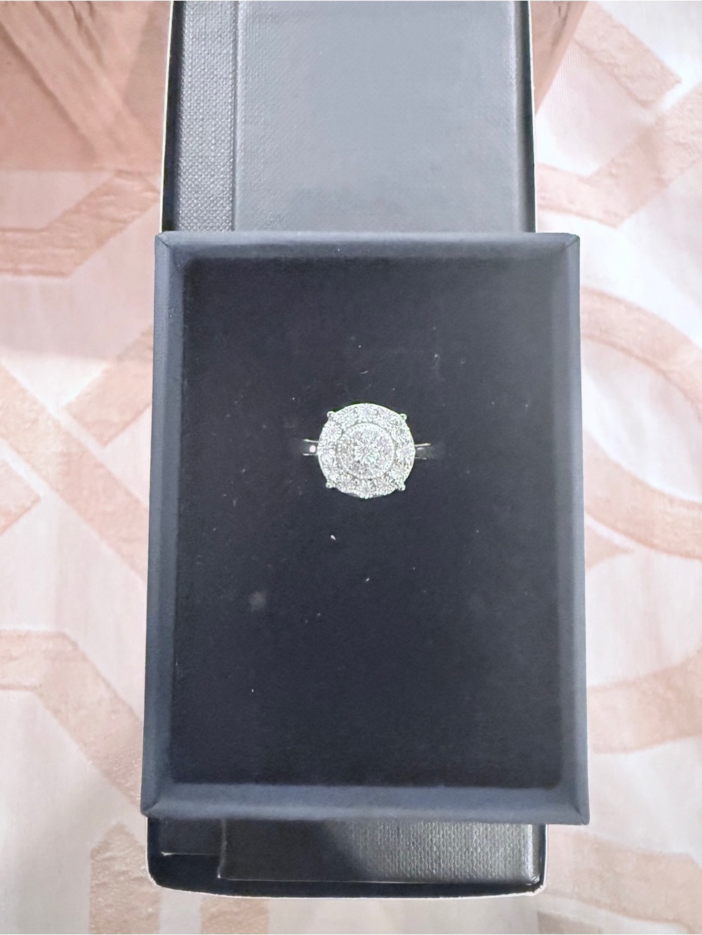 925 Sterling Silver/Natural diamond Halo Cluster Ring - Women’s Jewelry